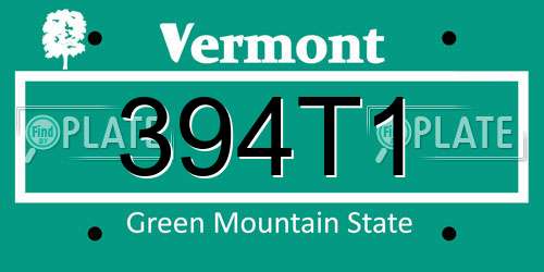 394T1 Vermont License Plate