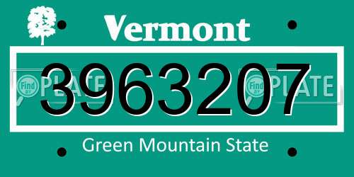 3963207 Vermont License Plate