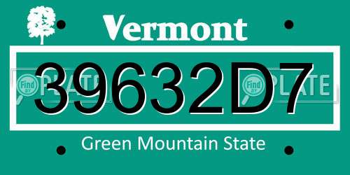 39632D7 Vermont License Plate