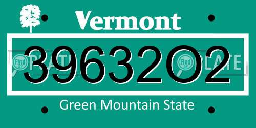 39632O2 Vermont License Plate