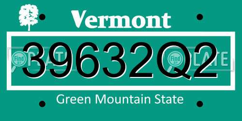 39632Q2 Vermont License Plate