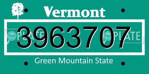 3963707 Vermont License Plate