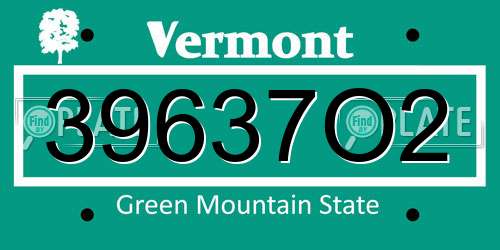 39637O2 Vermont License Plate