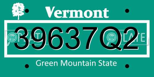 39637Q2 Vermont License Plate