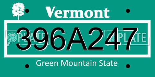 396A247 Vermont License Plate