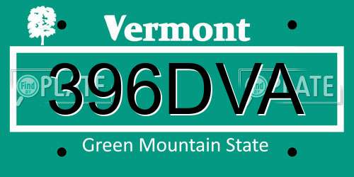 396DVA Vermont License Plate