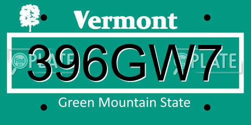 396GW7 Vermont License Plate
