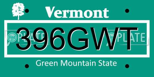 396GWT Vermont License Plate