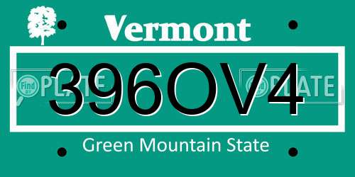 396OV4 Vermont License Plate