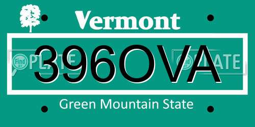 396OVA Vermont License Plate