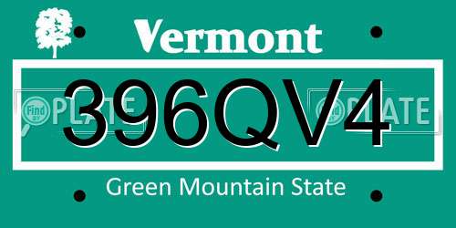 396QV4 Vermont License Plate