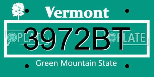 3972BT Vermont License Plate