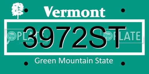 3972ST Vermont License Plate
