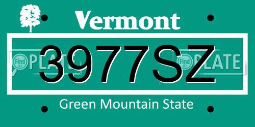 3977SZ Vermont License Plate
