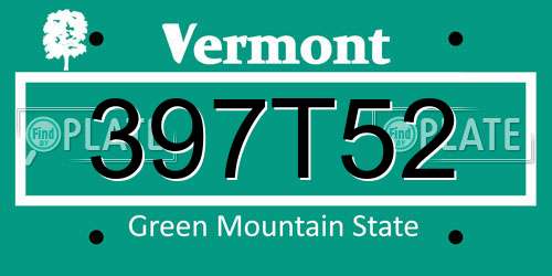 397T52 Vermont License Plate