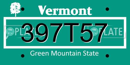 397T57 Vermont License Plate