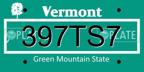 397TS7 Vermont License Plate