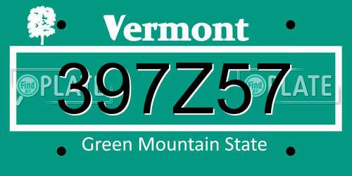 397Z57 Vermont License Plate