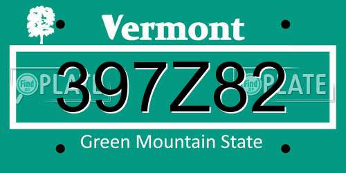 397Z82 Vermont License Plate