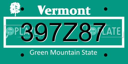 397Z87 Vermont License Plate