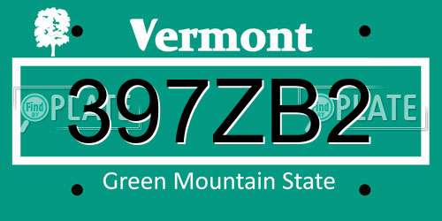 397ZB2 Vermont License Plate