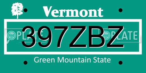 397ZBZ Vermont License Plate