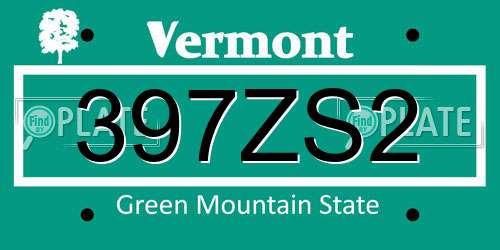 397ZS2 Vermont License Plate