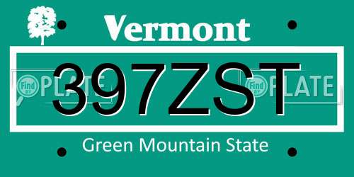 397ZST Vermont License Plate