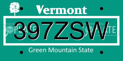 397ZSW Vermont License Plate