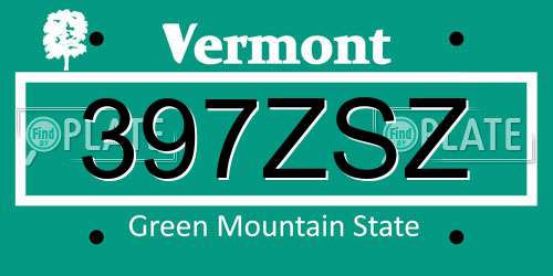 397ZSZ Vermont License Plate
