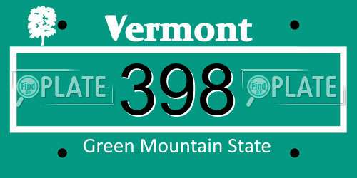 398 Vermont License Plate