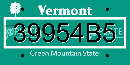 39954B5 Vermont License Plate