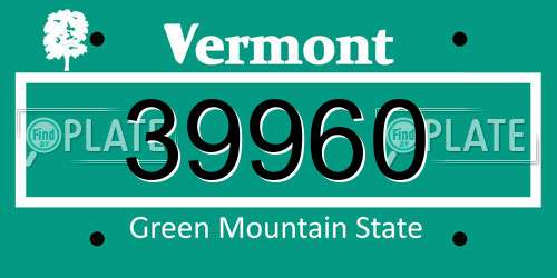 39960 Vermont License Plate