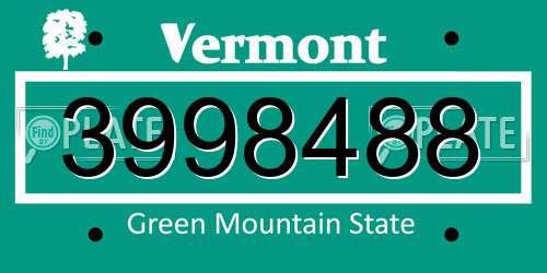 3998488 Vermont License Plate