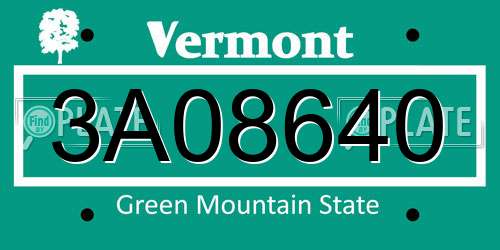 3A08640 Vermont License Plate
