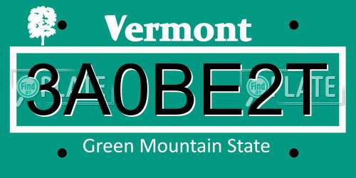 3A0BE2T Vermont License Plate