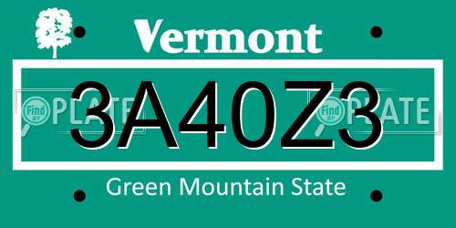 3A40Z3 Vermont License Plate