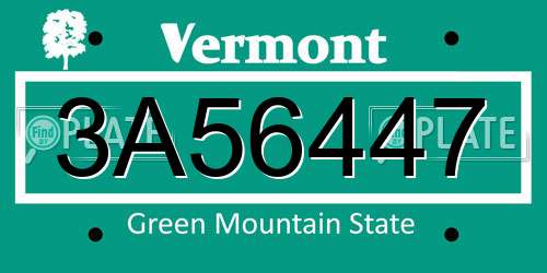 3A56447 Vermont License Plate
