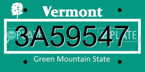 3A59547 Vermont License Plate