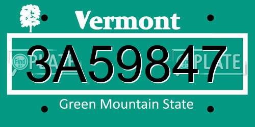 3A59847 Vermont License Plate