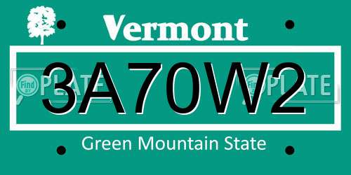 3A70W2 Vermont License Plate