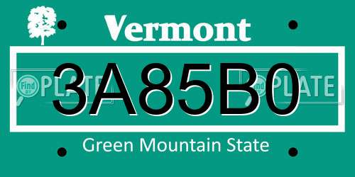3A85B0 Vermont License Plate