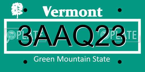 3AAQ23 Vermont License Plate
