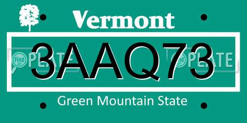 3AAQ73 Vermont License Plate