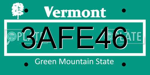 3AFE46 Vermont License Plate