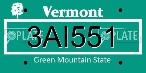 3AI551 Vermont License Plate