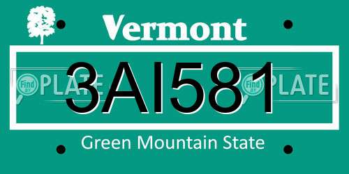3AI581 Vermont License Plate