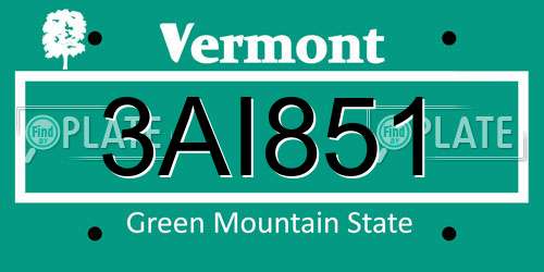 3AI851 Vermont License Plate