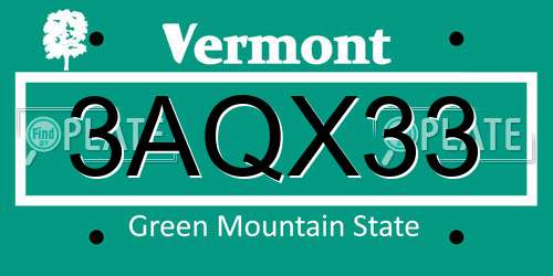 3AQX33 Vermont License Plate