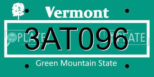 3AT096 Vermont License Plate